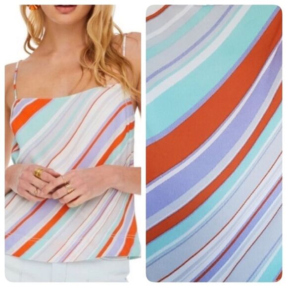 ASTR the Label Anthropologie Pop Orange Stripe Boho Tank Top Pastel Light Crepe - Picture 2 of 10